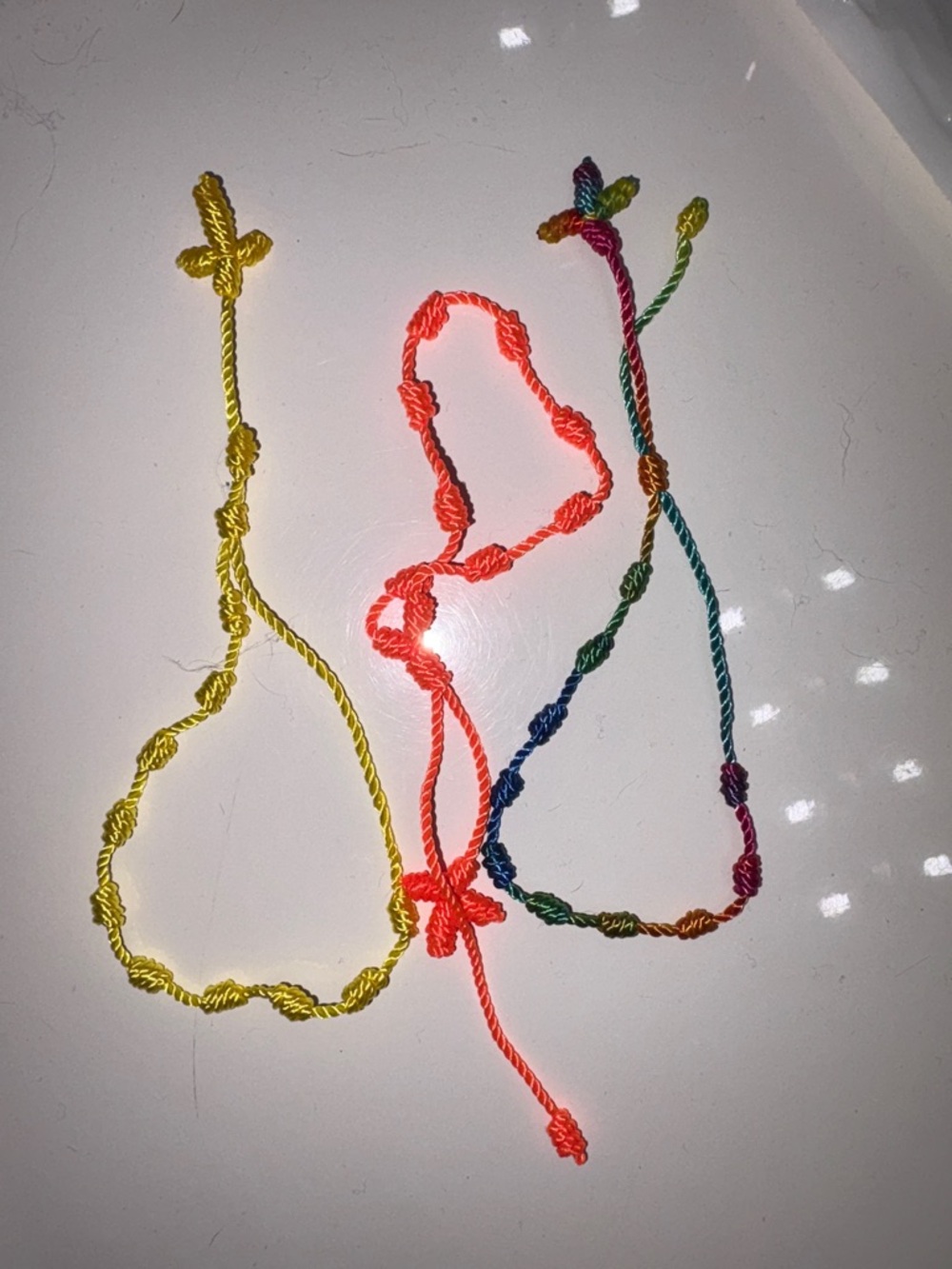 Handmade Kids Knot Bracelets - Yellow, Neon Orange, Multicolor